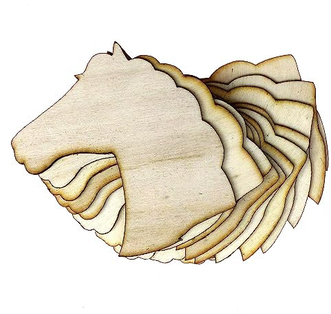 10 x Pferdekopf-Bastelformen aus 3 mm Sperrholz (18 x 18 cm, ohne Loch)