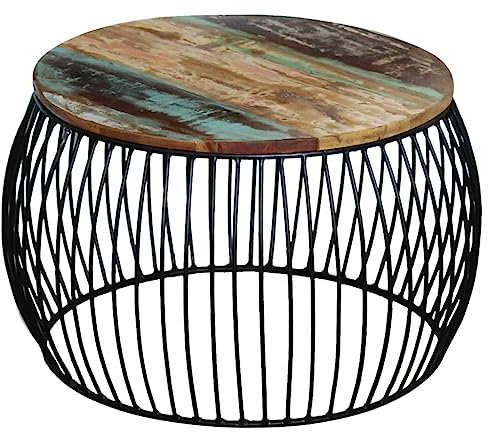 Youuihom Wohnzimmertische, Beistelltische, Endtische, Couchtisch Rund Altholz Massiv 68x37 cm Geeignet für Flure, Wohnzimmer, Schlafzimmer, Arbeitszimmer, Wohnungen