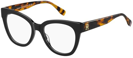 Tommy Hilfiger Brille mit Sehstärke für Damen optional mit Sonnenbrillentönung oder Blaulichtfilter, Katzenauge, gefertigt aus Acetat (inklusive Brillenetui)