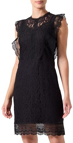 ONLY Onlnew Karo Life SL Lace Dress WVN Robe en Dentelle, Noir, S Femmes