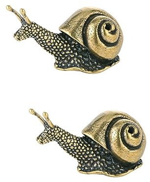 Abaodam 2st Schneckenschmuck Aus Reinem Kupfer Schreibtischaufsatz Terrarium-dekor Schneckenskulptur Aus Messing Figur Mini-Schnecke-Ornamente Kleine Tierspielzeuge Fest Zen Garten Büro