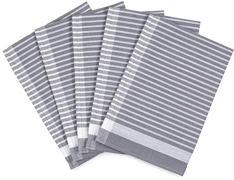 Ross - Exclusiv - 5 X Geschirrtücher - Baumwolle - Leinen - im Set (Silber)