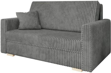 Mirjan24 Sofa Viva Piano III mit Schlaffunktion, Bettsofa, 3 Sitzer Polstersofa mit Bettkasten inkl. Kissen, L:153 x B:98 x H:85 cm, Sofagarnitur, Schlafsofa Wohnlandschaft (Tilia 90)