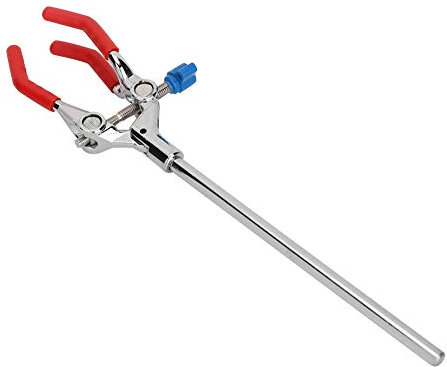 Retort Clamp, 3 Prong Laboratory Clamp, Adjustable Swivel Clamp Zinc Alloy Laboratory Retort Stand Condenser Flask Clamp 28cm Length