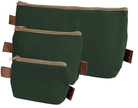 Werkzeugtasche, 3-Größen-Canvas-Reißverschlusstasche, Werkzeugtaschen-Organizer, robuste, gewachste Canvas-Tasche mit kleinem Reißverschluss, Utility-Organizer-Tasche (Dunkelgrün)