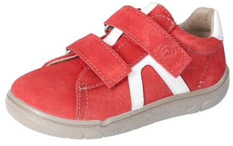 RICOSTA Mädchen und Jungen Kletthalbschuhe DUCO, Kinder Halbschuhe, Weite: MITTEL, Barfuß-Schuh, Klettverschluss, Sneaker, fire/Weiss (350), 29 EU