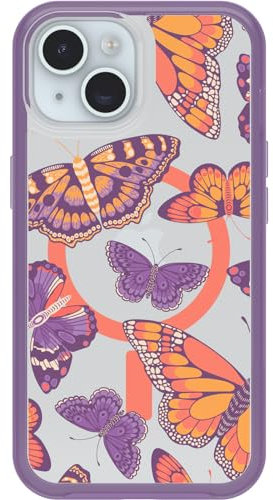 OtterBox Symmetry Clear MagSafe Case for Apple iPhone 15/iPhone 14/iPhone 13, Shockproof, Drop proof, Protective Thin Case, 3x Tested to Military Standard, Butterfly Flutter
