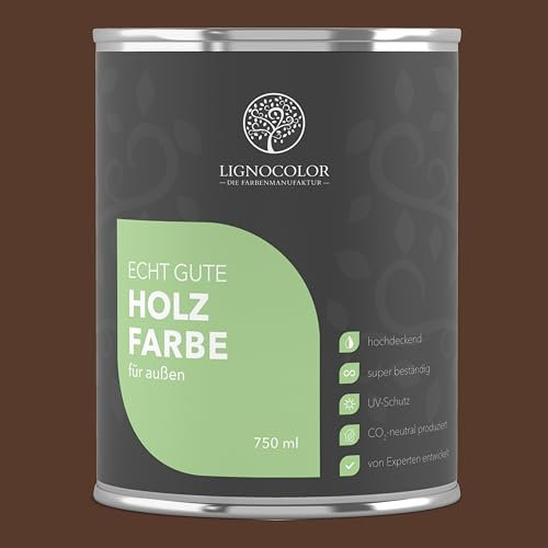 Lignocolor Holzfarbe Außen matt | wetterfeste Farbe für den Außenbereich (Nussbraun matt, 2,5L) | hochdeckend & hochbeständig
