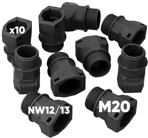 Kalitec 3805008 - Raccordo per tubo flessibile dritto, M20, nero, connettore per tubo corrugato NW12 + 13 I, raccordo I raccordo per tubo