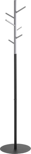 HAKU Garderobenständer grau, schwarz, Massivholz, Metall, Stahlrohr Standgarderobe - Maße: H 170 x Ø 36 cm, Style: Modern