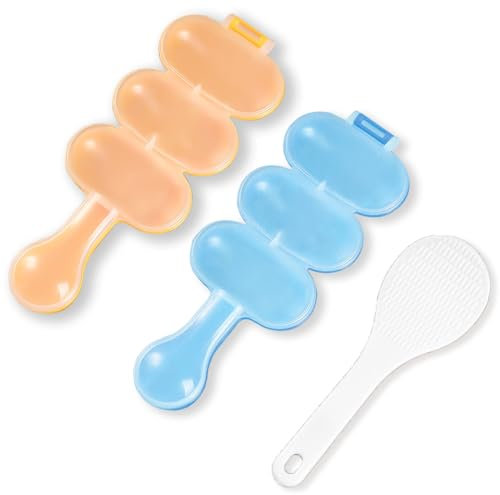 NCOALE Rice Ball Mold, 2 PCS Onigiri Mold with Rice Scoop Non-Stick DIY Rice Shaper Rice Roll Shaker Ball Maker for Kids, Kitchen Cooking Tool Sticky Rice Molds, XLDZ000389