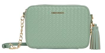 Carlo Colucci Camera Bag in Flechtoptik Grün OS