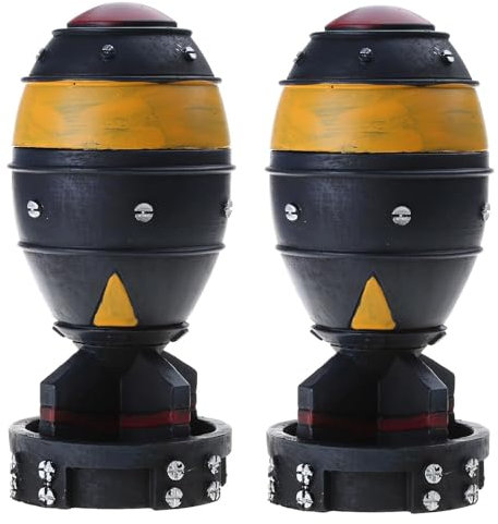 YUCHUAN Nuclear Bomb Statue Mini Nuke Storage Box Resin Rocket Model Sculpture 3D Openable Fallout Decor Desktop Ornament for Easter Halloween Decoration,Schwarz