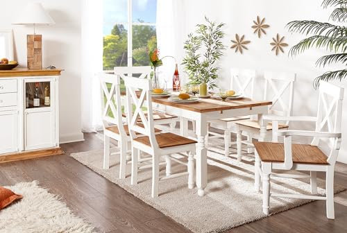 1a Direktimport Esstisch Küchentisch Mexico Weiß/Honig - Pinie Massivholz - Landhausstil Möbel aus Mexiko
