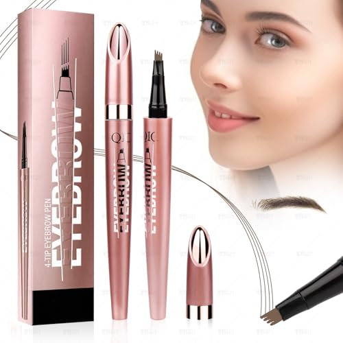 YAOZUP Magischer Augenbrauenstift, Wasserdichter 3D Augenbrauenstift mit 4 Gabelspitzen, Erzeugt mühelos natürlich aussehende Brauen (Hellbraun)