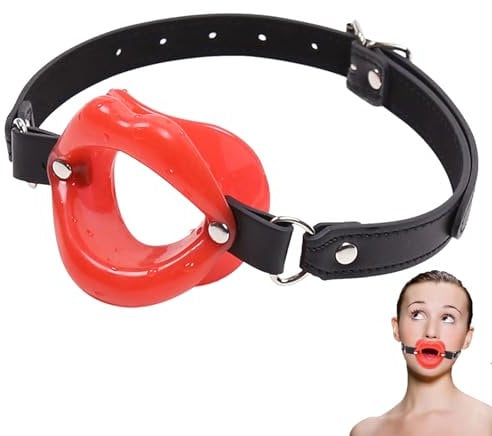 YUZHO Roter Knebel Mund Silikon Mundknebel Lippentrenner Falscher Mund Flirt Sexspielzeug BDSM Bondage Fetisch Sklaven Paar Paar