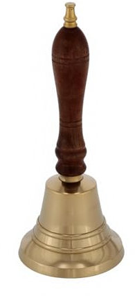 Messing-Tischglocke/Handglocke im antiken Design mit Holzgriff, H: 125 mm, Ø: 50 mm oder H: 180 mm, Ø: 75 mm Größe 180 mm