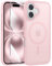 FNTCASE for iPhone 16 Phone Case: Magnetic Translucent Matte Shockproof Slim Cell Phone Cover - Military Grade Drop Proof Hard Back Anti-Fingerprint Protective Case (6.1 inch/Pink)