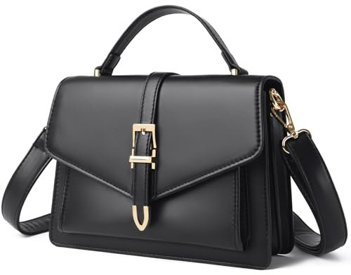 Travistar Handtasche Damen Klein Umhängetasche Damen PU Leder Crossbody Bag Damen Schultertasche Mädchen Elegant Abendtasche mit Abnehmbar Schultergurt Kreditkartenfächer, Schwarz