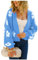 HEYPORK Damen Herbst Winter Warm Bequem Pullover Casual Mode Strickjacke Strickpullover Frauen Strickjacke StraßE Hipster Kurz Gestrickt Blumen Pullover(A Blau, M)
