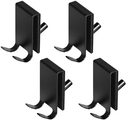 YoHyien 4 Piezas Ganchos Mampara Ducha, colgador toalla mampara ducha con Almohadilla de EVA, percha mampara ducha de Acero Inoxidable para baño, Apta para Vidrios sin Marco de 5-10 mm (Negro)