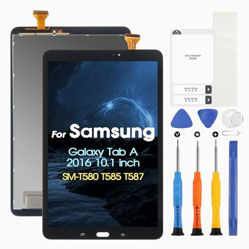 per Samsung Galaxy Tab A 2016 LCD Schermo, Sostituzione Schermo per Galaxy Tab A 2016 SM-T580 T585 T587 10.1 Pollici LCD Display Touch Screen Digitazer Full Assembly con Riparazione Kit, Nero