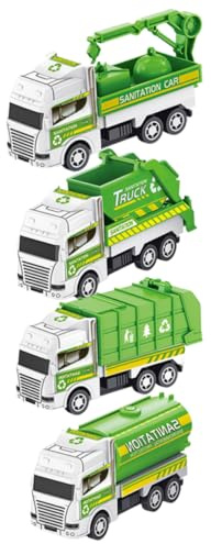 Genérico 4 Piezas Camión De La Basura Modelo De Coche De Camión De Saneamiento Juguetes De Coches De Basura Camión De Juguete para Camión De Basura De Juguete para El Plastico