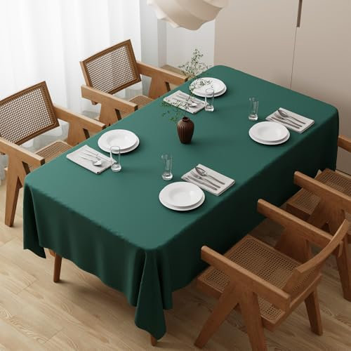 Zdada Large Green Table Cloths 200x140cm(79x55Inch), Long Rectangular Table Cloth, Washable Polyester Fabric Tablecloth for Wedding Banquet Party Home Dining Table Cover