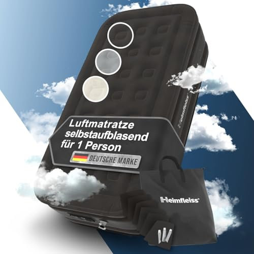 Heimfleiss® Luftbett 1 Person | Premium Aufblasbare Matratze 100x200 cm | Luftmatratze selbstaufblasend ideal nutzbar als Gästematratze & Campingmatratze | Aufblasbares Bett für Kinder & Erwachsene