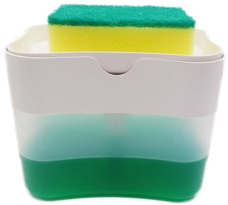 Dispenser Sapone Cucina-Sapone Cucina-Portasapone cucina-Dispenser detersivo piatti-Porta detersivo piatti-Dosatore sapone -Porta sapone e porta spugna (BIANCO)