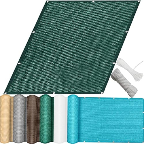 QINLIQIN Sichtschutz Zaun 1.2 x 6 m Seitenmarkise Schattentuch Atmungsaktiv Schützt Privatsphäre mit Befestigungsschnur Kabelbinder für Den Gartenzaun, Dunkelgrün