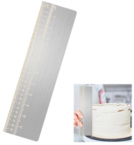 Spatola per Dolci Raschietto con Scala, 30 cm Acciaio Inox Scraper per Lisciare Raschietto, Argento Liscia per Crema Torta per Torta Liscia, Dolci Raschietto per DIY Torte Mousse Confine Utensili