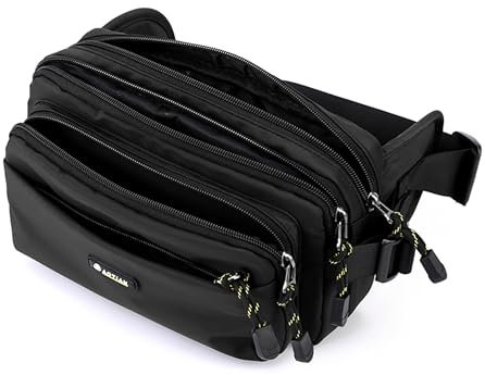 Bauchtasche wasserdichte Gürteltasche für Herren Damen Sportlich Hüfttasche mit 5 Einzelfächern Nylon Fanny Pack für Hundespaziergänge, Outdoor, Laufen, Reise, Wanderung