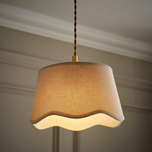 ValueLights | Mabel Small Natural Scallop Edge Linen Lamp Shade and Bulb | Shades, Home Décor & Improvement Essential