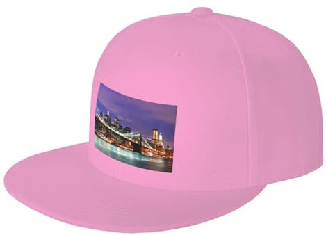 QGWDYYJQ Cappello da baseball stampato di notte di New York Cappello da sole di modo Cappello da sole all'aperto, rosa, 4-7