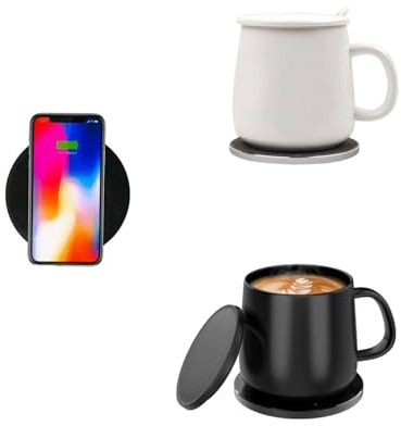 caricatore usb wireless SMARTPHONE CELLULARE e scalda tazza SCALDATAZZA 2 in 1 (nero)