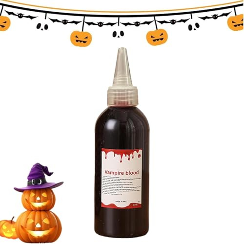 Faux Sang Halloween,Halloween Faux Sang 60ml,Fake Blood Réaliste,Lavable,Pour Halloween Carnaval,Farces,Fête de Thème,Effets Spéciaux