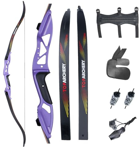 56 Zoll Recurve Bogen Sportbogen für Erwachsene,Recurvebogen Set 18/24/30 lbs für Einsteiger Training Bogensport (Lila, 18 lbs)
