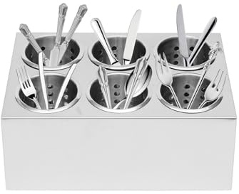 LZHAOHE Organizador de cubiertos de metal de 2 niveles y 6 agujeros, dispensador de cubiertos extraíble para restaurantes, catering, fiestas, hogar, cocina