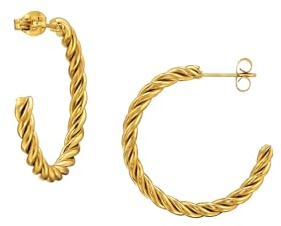 Gedrehte Halbe Creolen/Ohrstecker aus Edelstahl (Gold)
