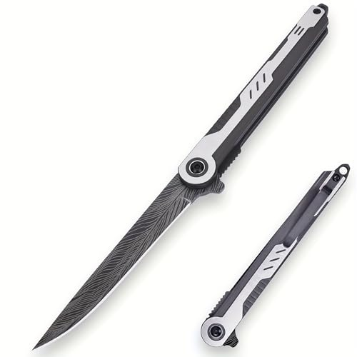 PolyYL Taschenmesser Klappmesser,Geschenke für Männer,Klappmesser mit Taschenclip,Outdoor Messer für Camping, Wandern (Schwarz)