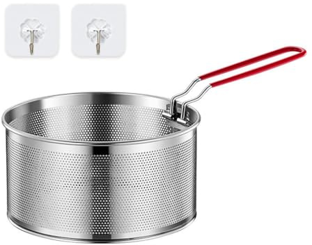 Edelstahl Frittierkorb für Topf mit Abnehmbaren Griff für Küche (19,5cm)