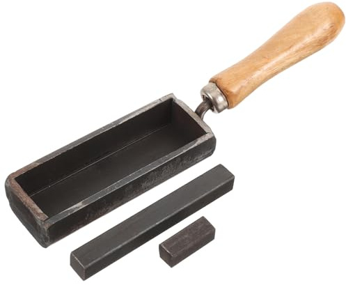 SHOWERORO Metal Casting Mold with Thermal Stability with Wood Handle Strip Shape Lightweight Iron Ingot Mold for Silver and Copper for DIY Metal Melting and Jewellery Casting