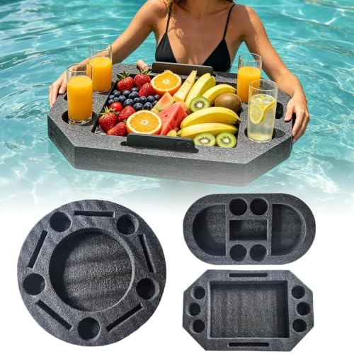 Floating Drink Tray for Pool,Large Holder Table Refreshment Compartment Portable Serving Tray for Swimming Pool Accessories,Hot Tub Beach Party Decor,Float Storage Dishware Trays，A