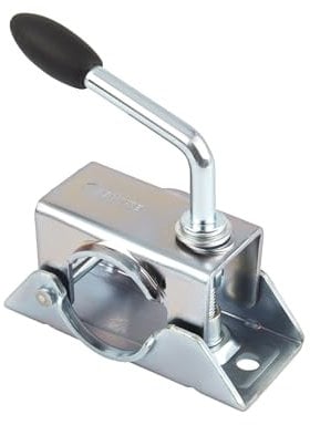 Stützradhalter Klemmhalter für Anhänger Stützrad Stütze in Ø 48 mm Klemmschelle Rohrstütze Knebelschraube Stahl verzinkt PKW
