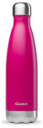 QWETCH - Bouteille Isotherme INOX 500ml - Maintient Vos Boissons au Chaud Pendant 12 Heures & au Frais Pendant 24 Heures – BPA Free - Rose Magenta