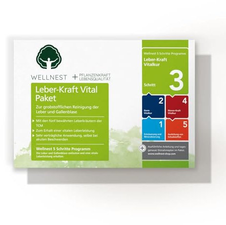 Wellnest Leber-Kraft Detox-Kur-Paket (Entgiftungs-Kurpaket für 40 Tage Leberreinigung nach TCM) - 100% pflanzlich - einfache Handhabung - sehr gut wirksam bei Leber- und Durchschlafbeschwerden