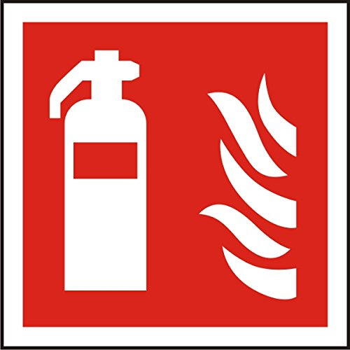 Seco Señal de extintor y pictograma de incendios, 100 mm x 100 mm (paquete de 5) – Vinilo autoadhesivo