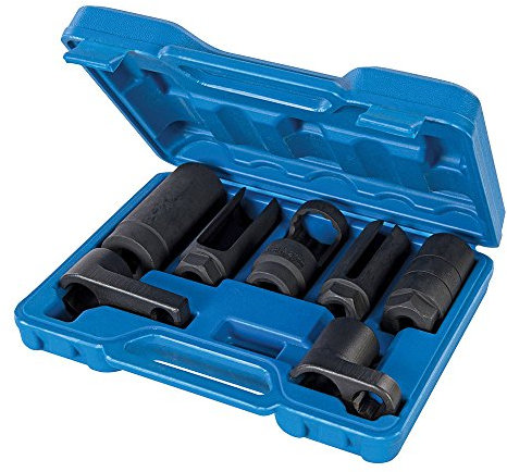 Silverline Tools 366737 Lambdasonden-Steckschlüssel-Set, 7-teilig, Schwarz