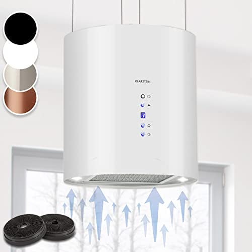 Klarstein Cappa Sospesa per Isola Cucina a Candelabro con LED Sottopensile, Flusso d'Aria di 558m³/h, con Filtri Antigrasso, con Filtri a Carboni Attivi